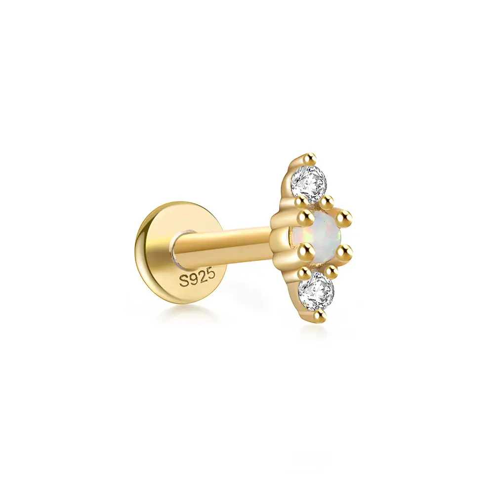 Opal Moissanite Flatback Earring