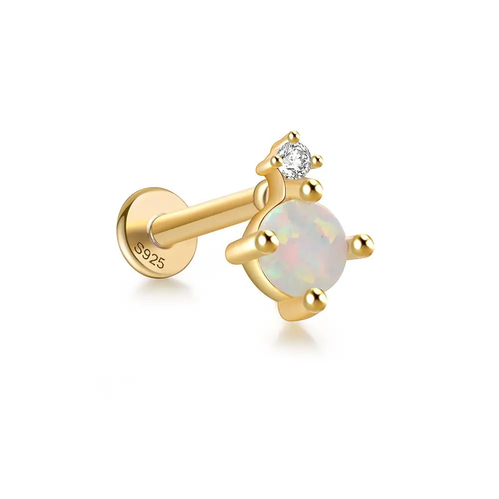 Opal Moissanite Flatback Earring
