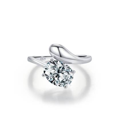 Unique Pear-Cut Moissanite Ring
