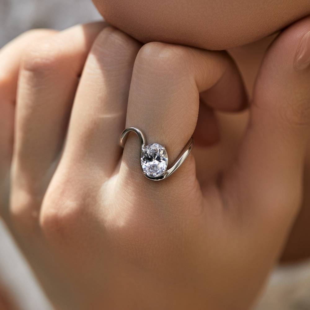 Unique Oval Cut Moissanite Ring