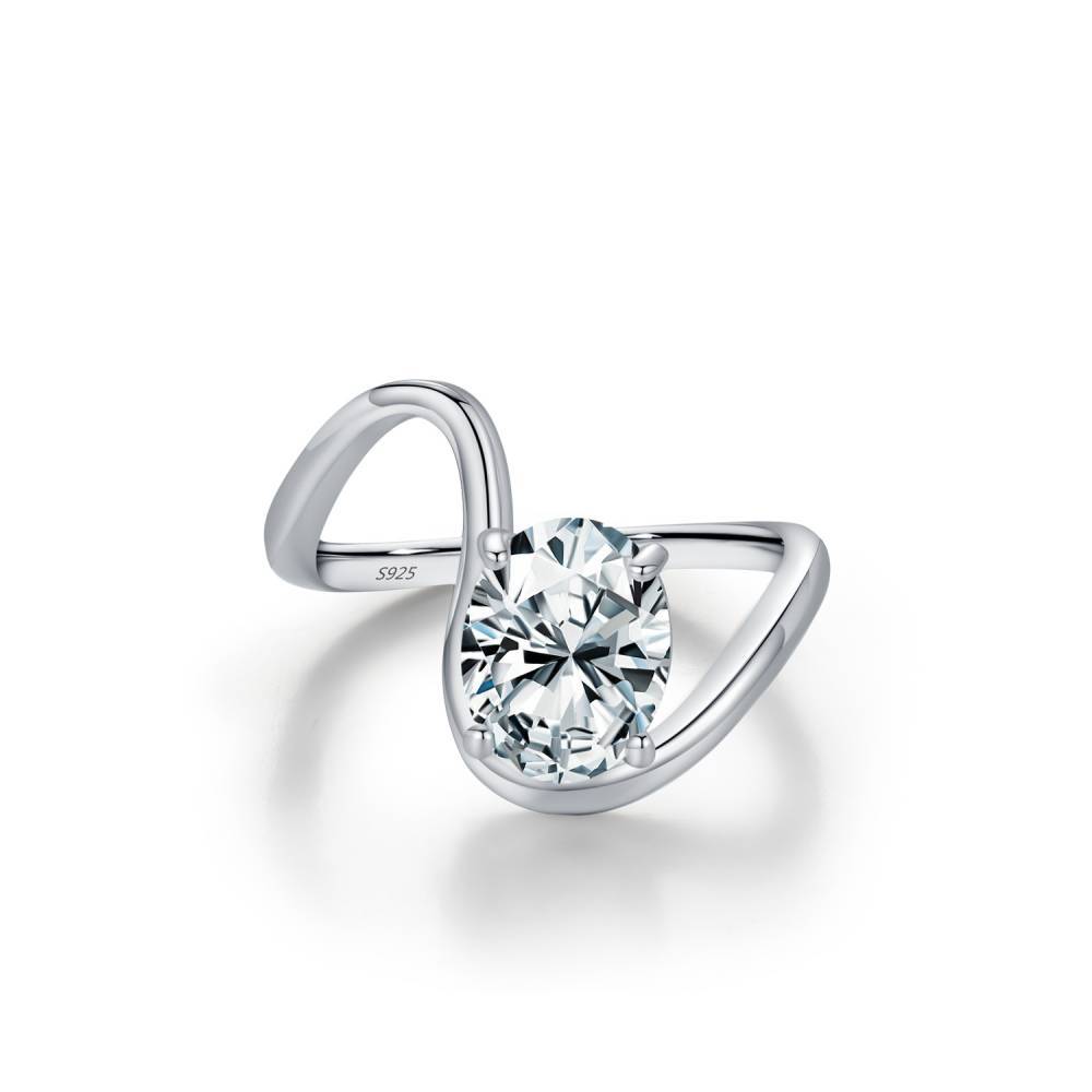 Unique Oval Cut Moissanite Ring