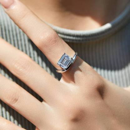 Unique Emerald Moissanite Ring