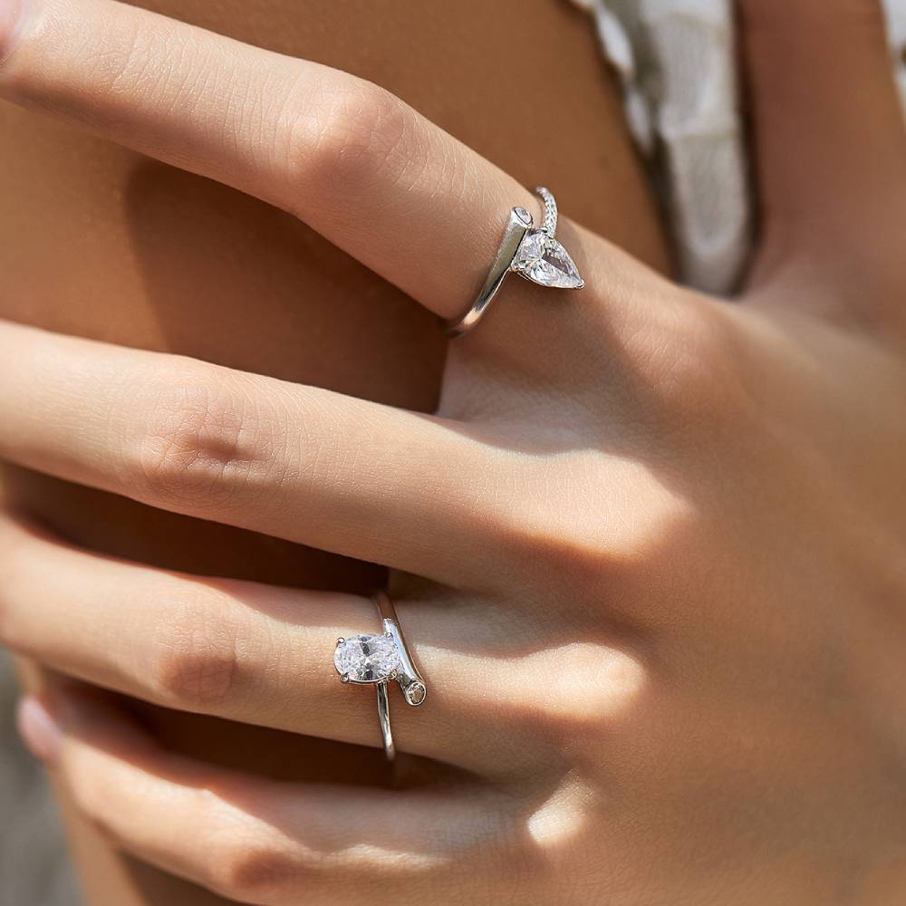 Unique Pear Moissanite Ring