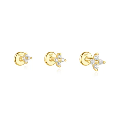 Four Moissanite Flatback Earring