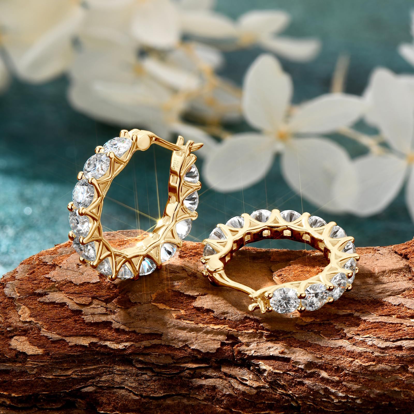 🔥Hot Sale 68% OFF🔥Brilliant 14K Gold Plated 925 Sterling Silver Moissanite Hoop Earrings