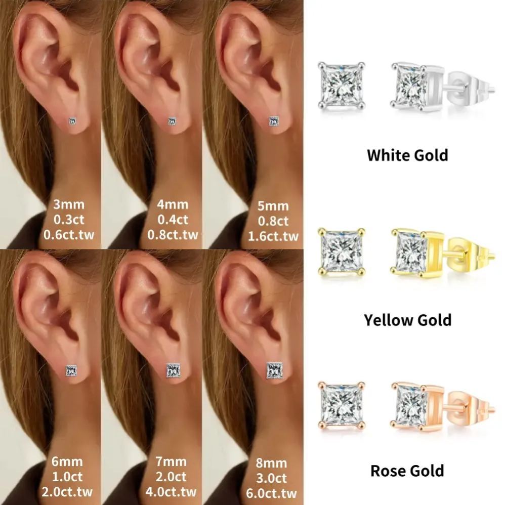 🔥Mother's Day Promotion!🔥Princess Cut Moissanite Stud Earrings