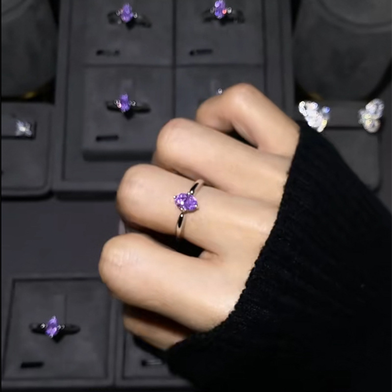 VIOLET TEAR™ - Adjustable Purple Moissanite Ring