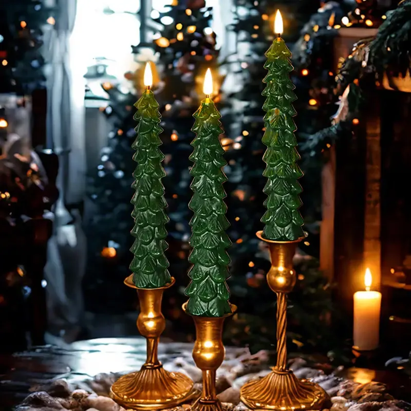 🎄Flameless Taper Candles - Christmas Tree LED Candles🎄