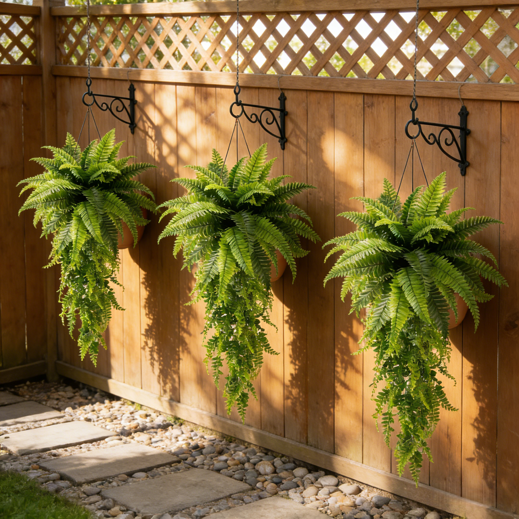 Large Artificial Boston Fern Feel Real Hanging Plants