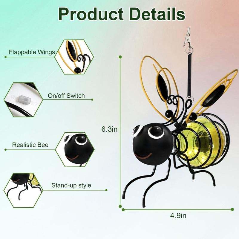 🐝Outdoor Hanging Solar Bee Light - Perfect gift for plant lovers moms or literally anyone who smiles ❤