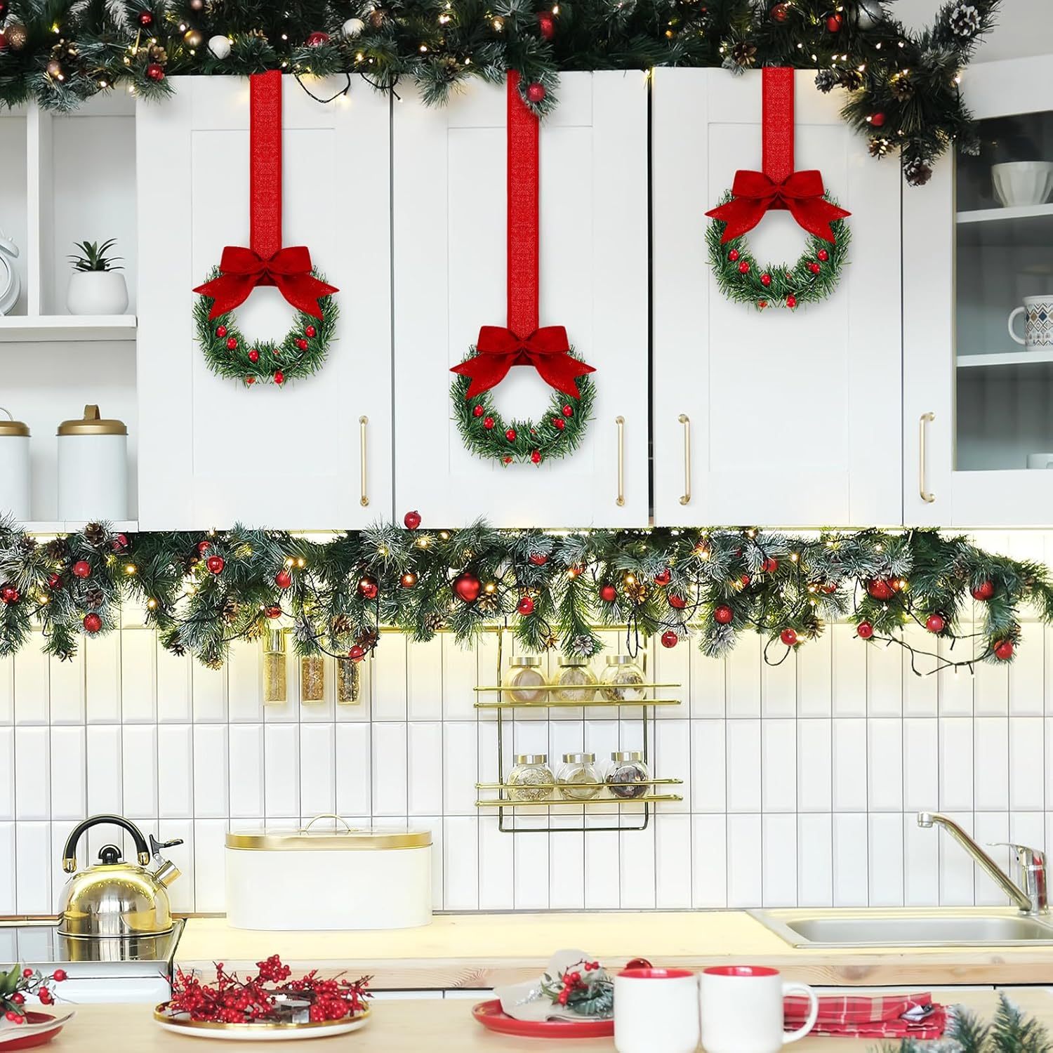 🎅Christmas Hot Sale - 50% OFF🔥 Retrowavy Christmas Kitchen Cabinet Wreaths