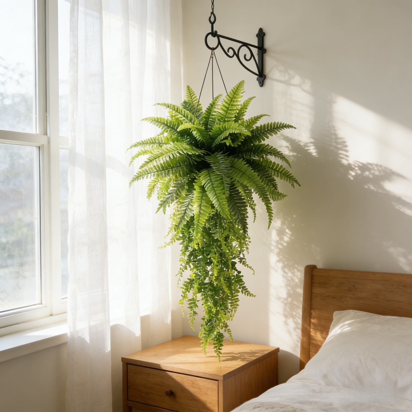 Large Artificial Boston Fern Feel Real Hanging Plants