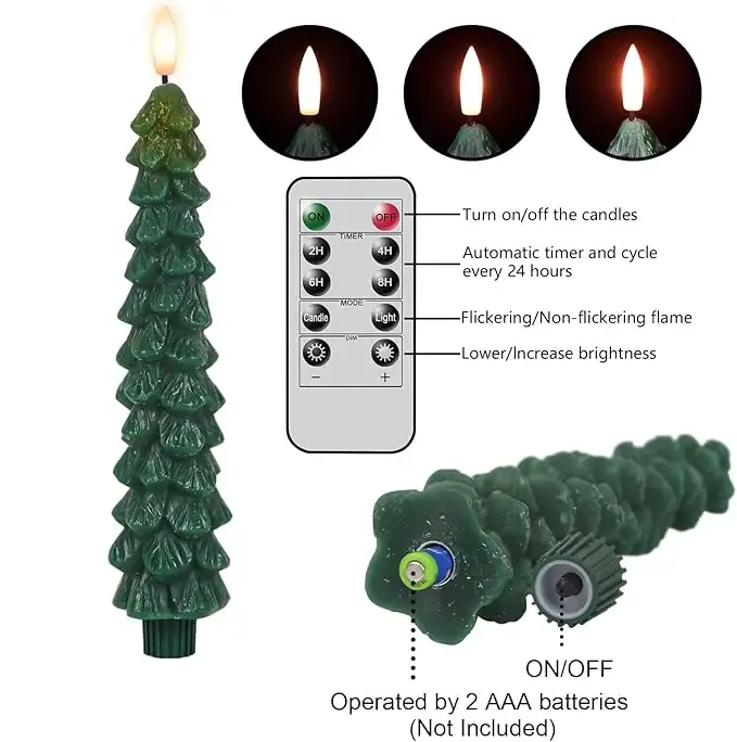🎄Flameless Taper Candles - Christmas Tree LED Candles🎄