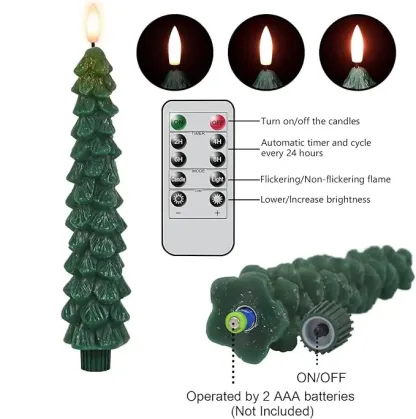 🎄Flameless Taper Candles - Christmas Tree LED Candles🎄
