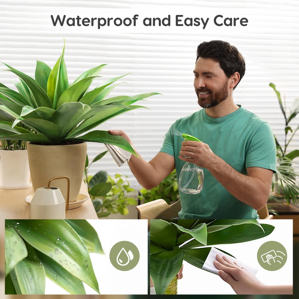 Artificial Agave Plants for Decor - UV resistant, Waterproof, Windproof