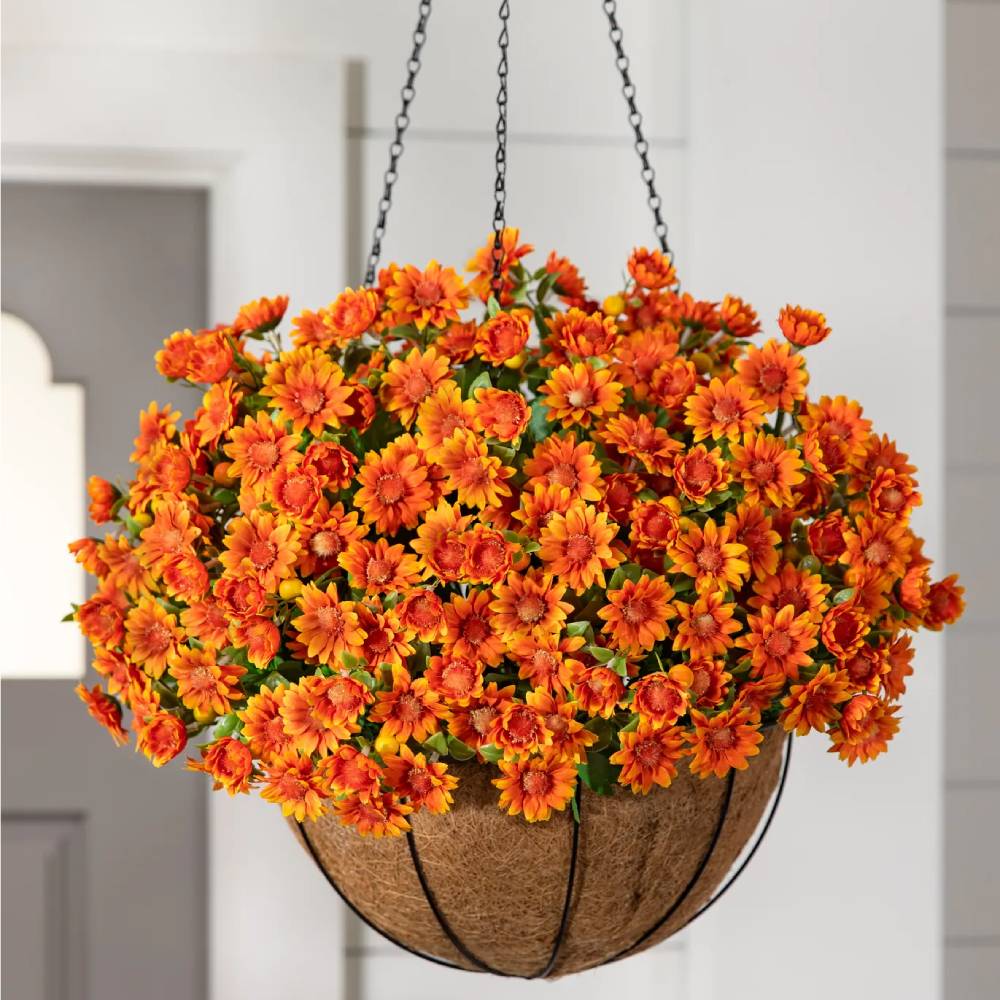 💥Last Day Each Only $2.99🌼- Artificial Outdoor Sunset Mums Flowers - UV resistant, Waterproof, Windproof