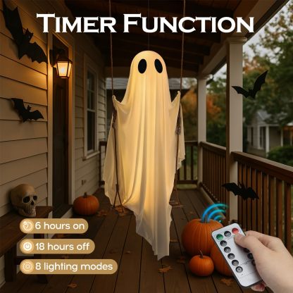 🔥Halloween Sale🔥Hanging Swing Glowing Ghost Decoration