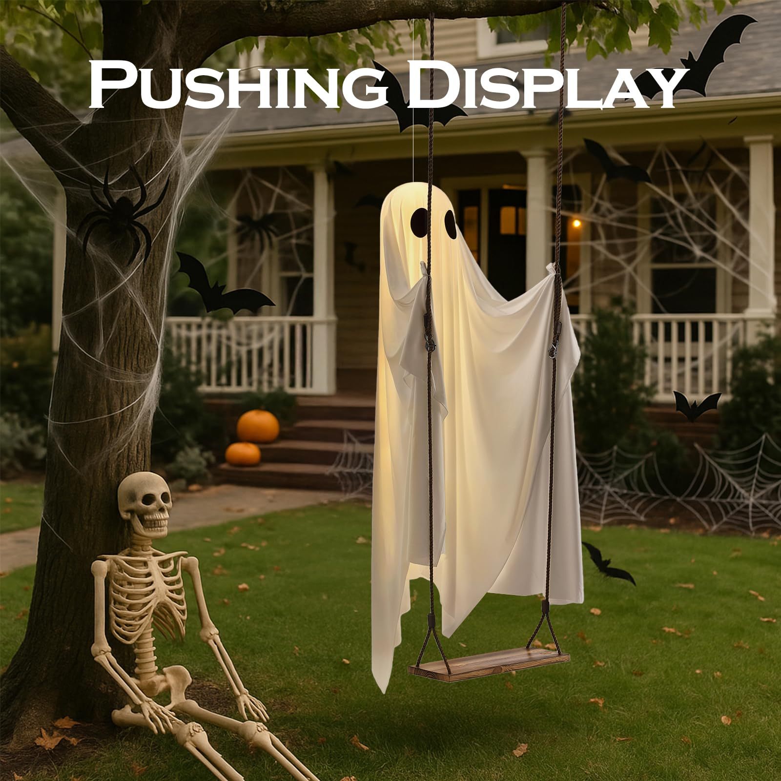 🔥Halloween Sale🔥Hanging Swing Glowing Ghost Decoration
