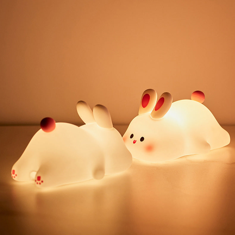 Cute Rabbit Squishy Silicone Tap Tap Night Light Lamp Best Gift