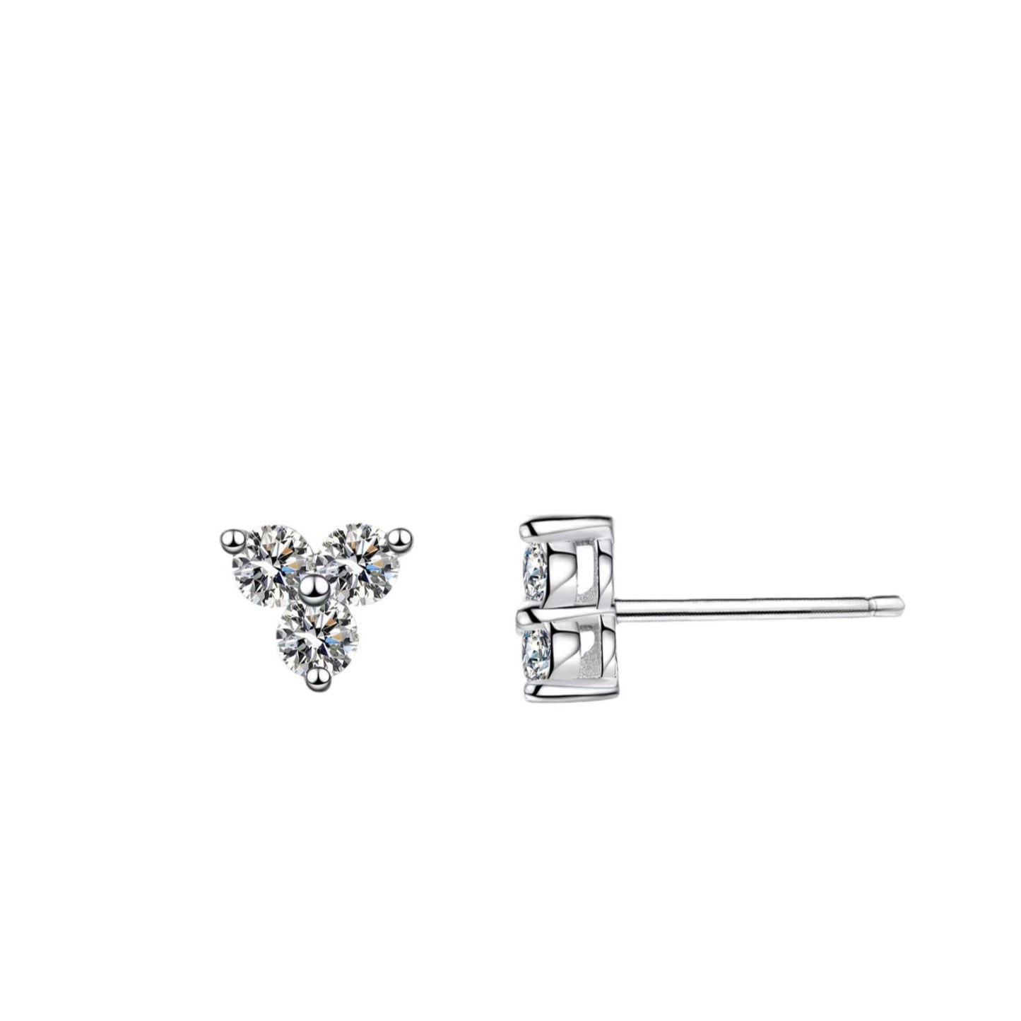 Three-Diamond Moissanite Earrings