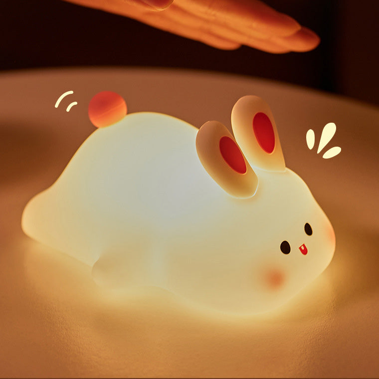 Cute Rabbit Squishy Silicone Tap Tap Night Light Lamp Best Gift