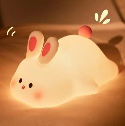 Cute Rabbit Squishy Silicone Tap Tap Night Light Lamp Best Gift