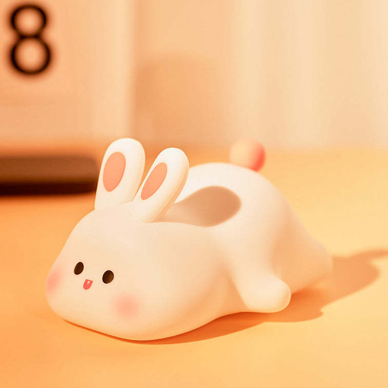 Cute Rabbit Squishy Silicone Tap Tap Night Light Lamp Best Gift