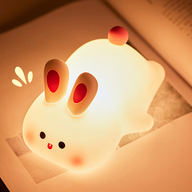 Cute Rabbit Squishy Silicone Tap Tap Night Light Lamp Best Gift