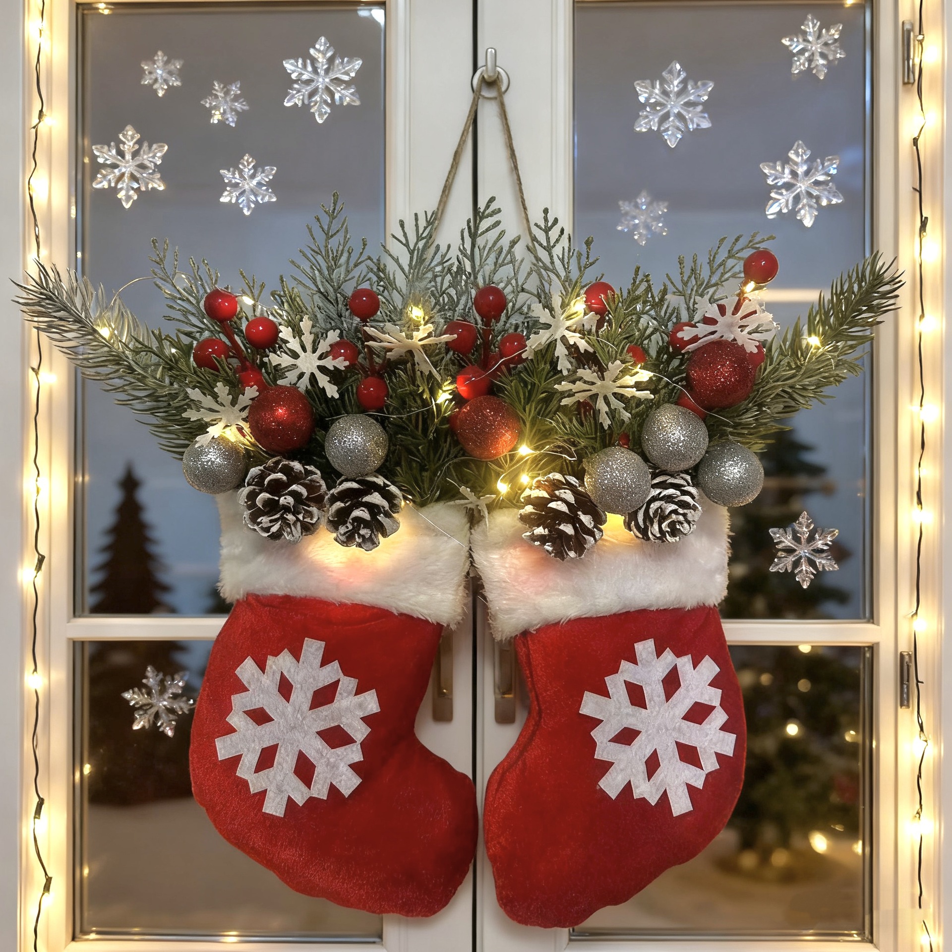 🎄🥊Twinkling Christmas Mitten Wreath with LED Lights💐✨