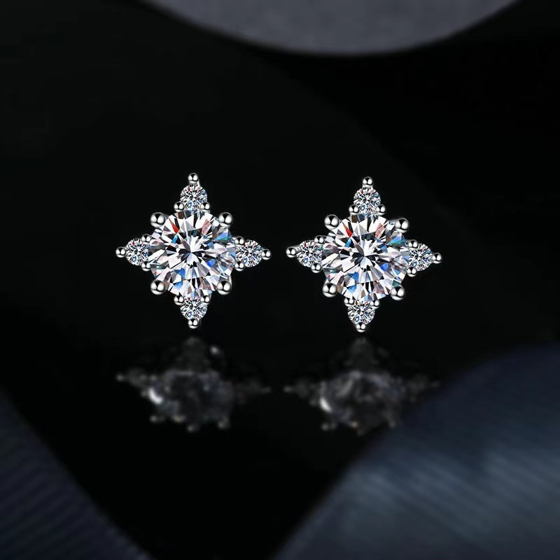 Lucky Four-Leaf Clover Moissanite Earrings