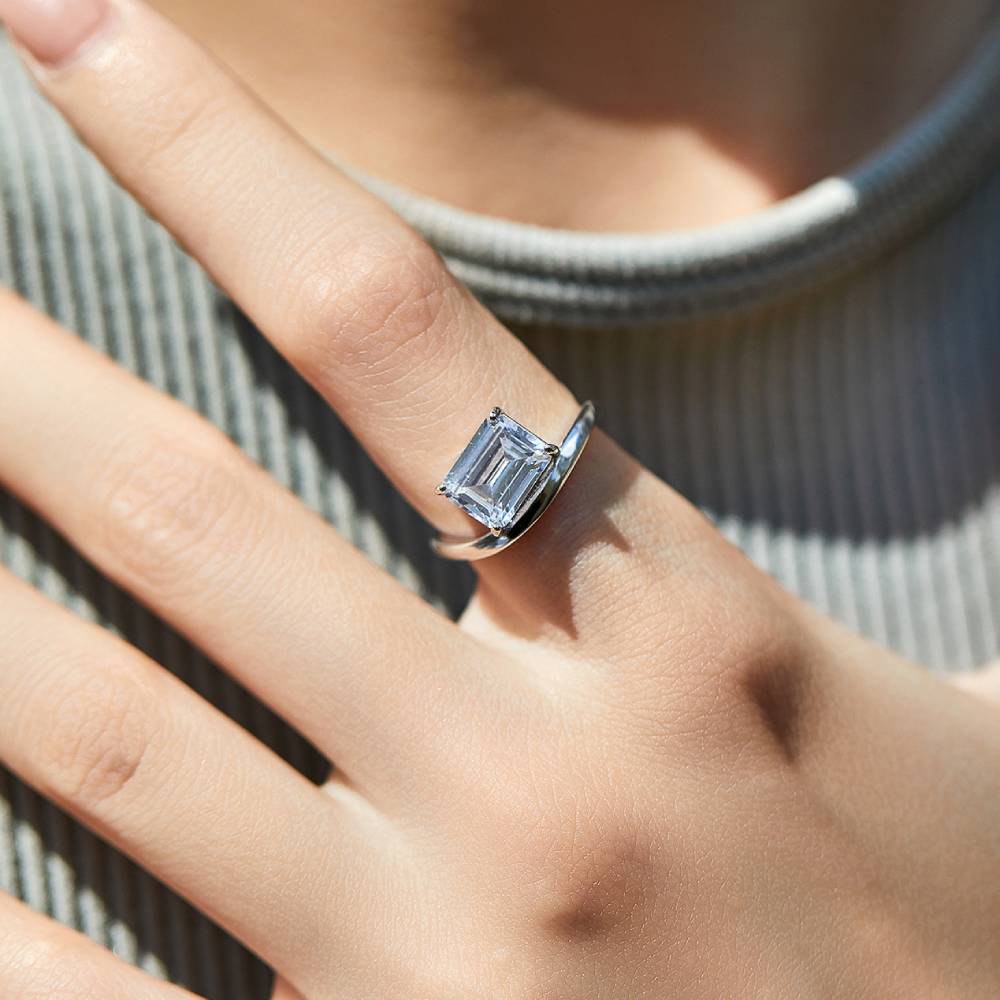 Unique Emerald Moissanite Ring