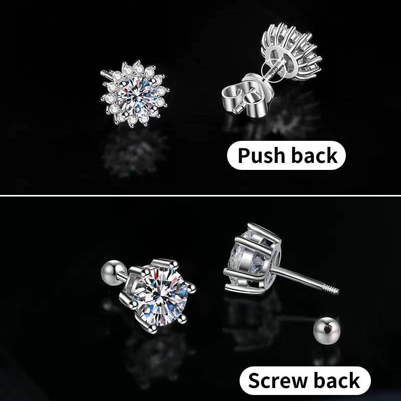 Three-Diamond Moissanite Earrings