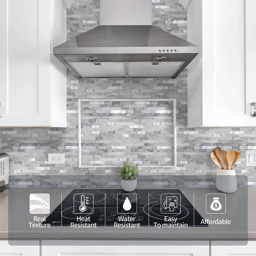 Peel & Stick Backsplash Linear Blend Tile