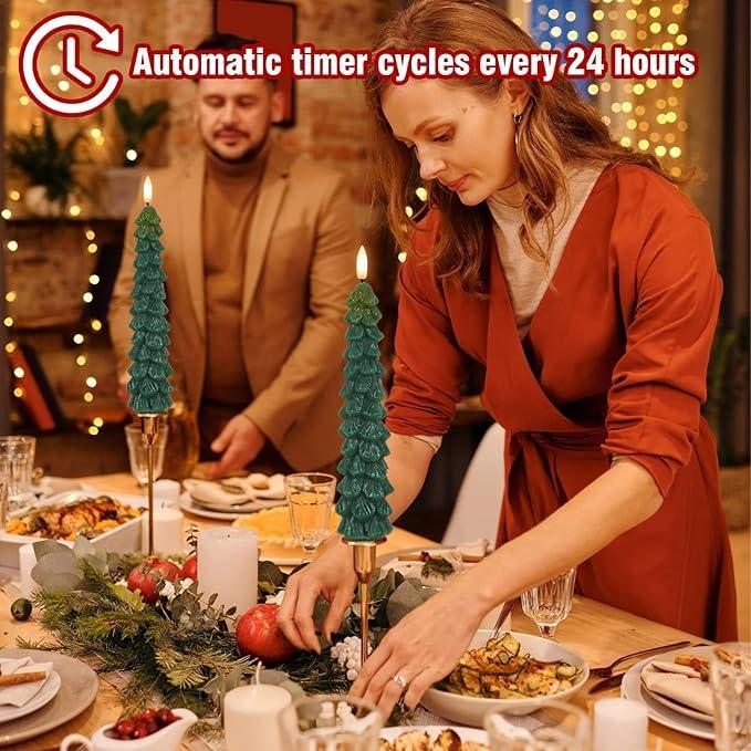 🎄Flameless Taper Candles - Christmas Tree LED Candles🎄