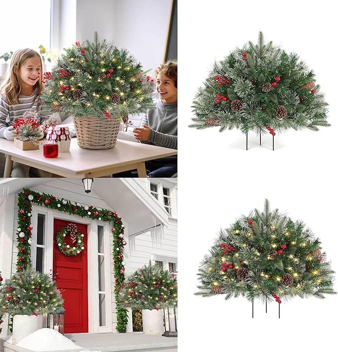 🎄🔥Pre-lit Artificial Christmas Tree Urn Filler💐