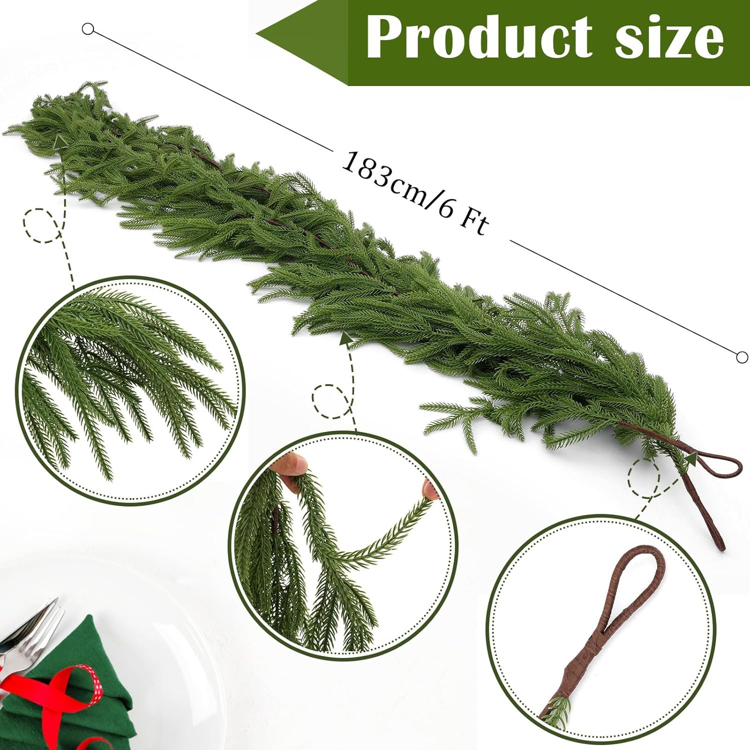 ✨Natural Christmas Greenery - Real Touch Norfolk Pine Garland