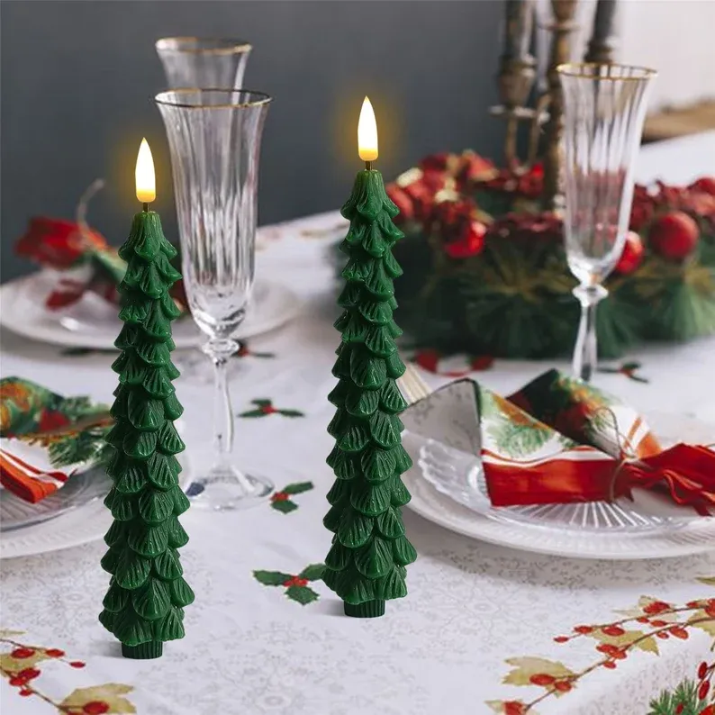 🎄Flameless Taper Candles - Christmas Tree LED Candles🎄