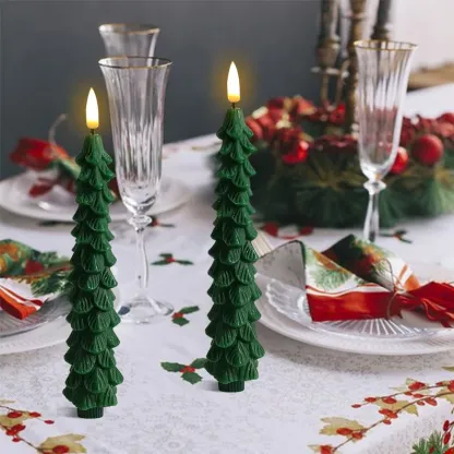 🎄Flameless Taper Candles - Christmas Tree LED Candles🎄
