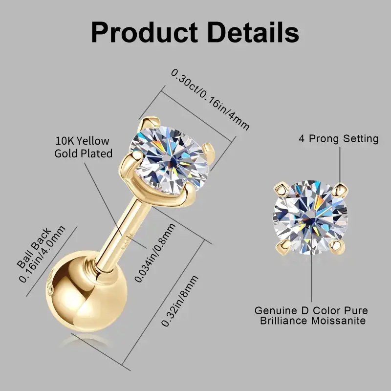 🔥Hot Sale 64% OFF🔥Brilliant 4-Prong Moissanite Stud Earrings