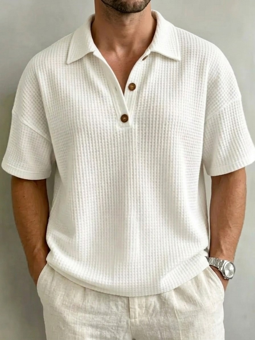 [Copy]Women's Button-Up Waffle Short Sleeve Shirt
