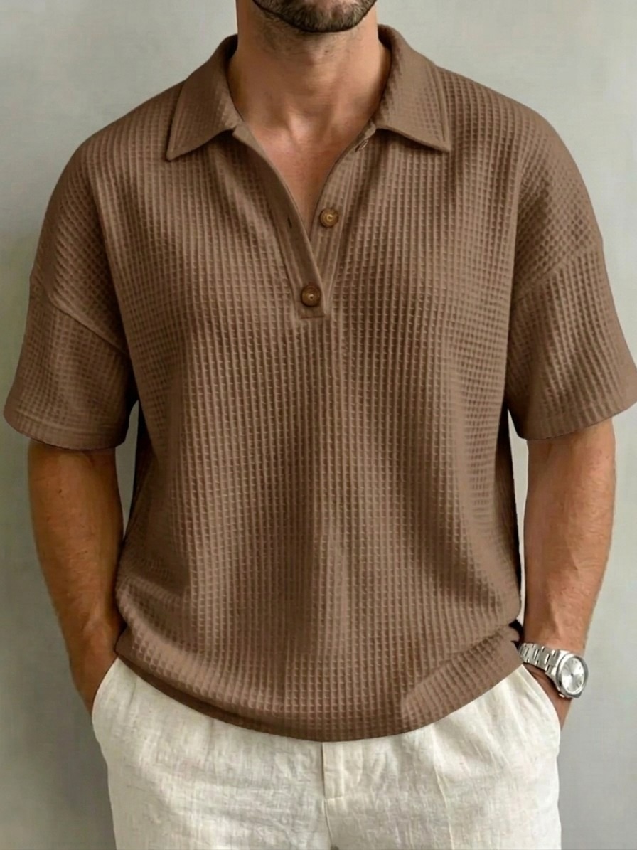 [Copy]Women's Button-Up Waffle Short Sleeve Shirt