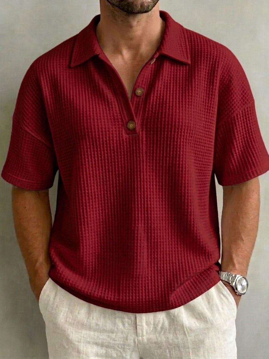 [Copy]Women's Button-Up Waffle Short Sleeve Shirt