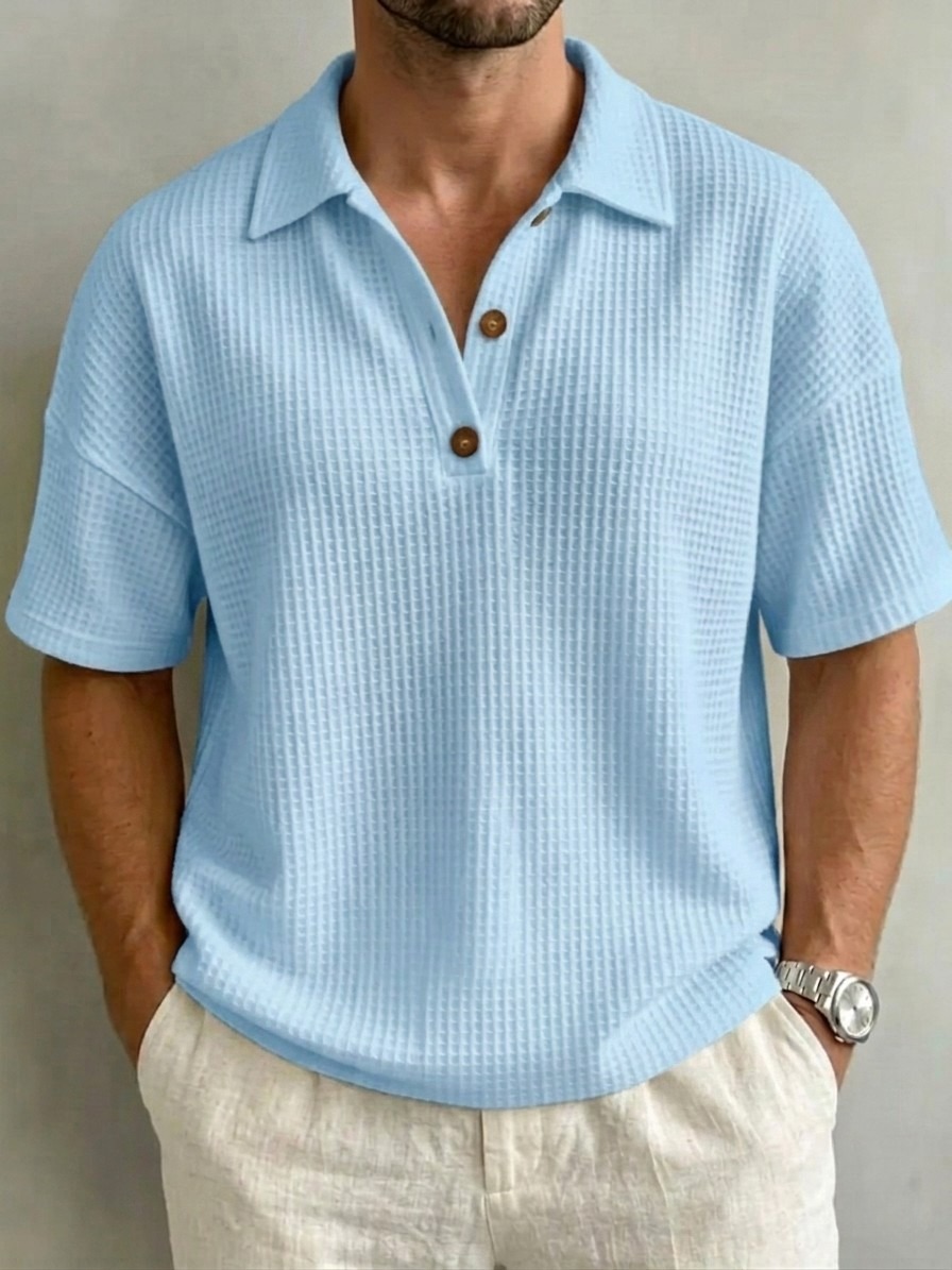 [Copy]Women's Button-Up Waffle Short Sleeve Shirt