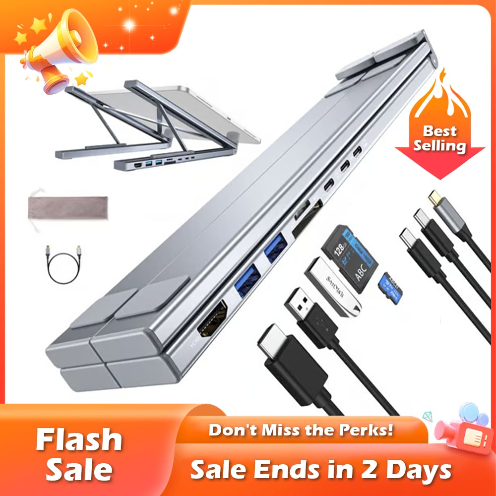 📢📢50% OFF !! 🏠💻 8-in-1 USB-C Laptop Stand — One Sleek Hub, Endless Productivity ✨