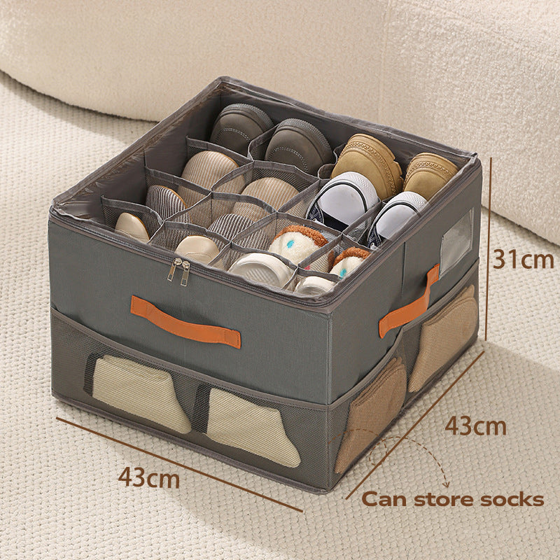 🔥50%OFF🔥👟Space-Saving Fabric Shoe Storage Box with Clear Lid