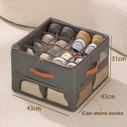 🔥50%OFF🔥👟Space-Saving Fabric Shoe Storage Box with Clear Lid