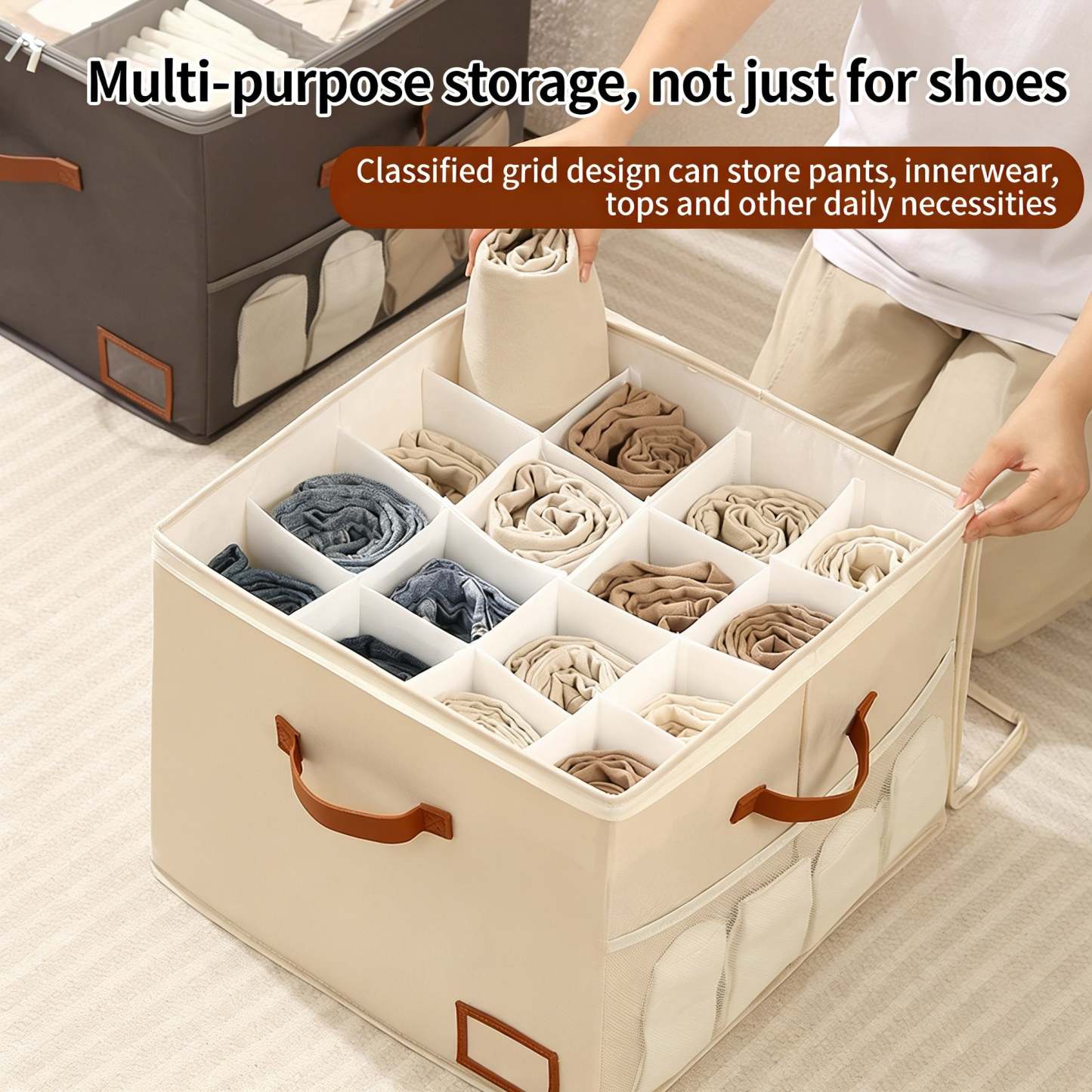 🔥50%OFF🔥👟Space-Saving Fabric Shoe Storage Box with Clear Lid