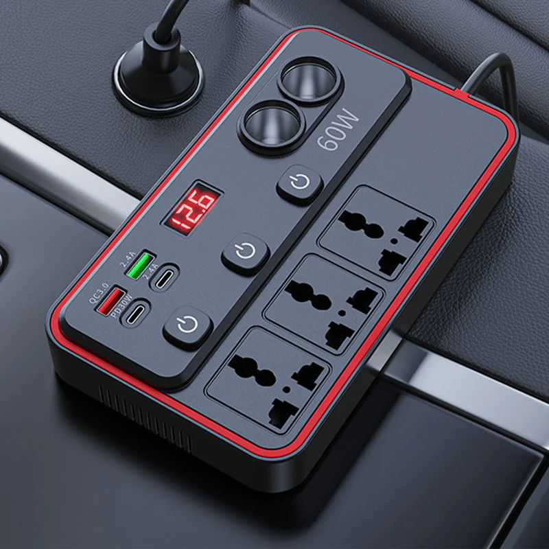 📢📢50% OFF !! Multifunctional Car Charger with AC Outlets & USB-VERSATILE CHARGING HUB