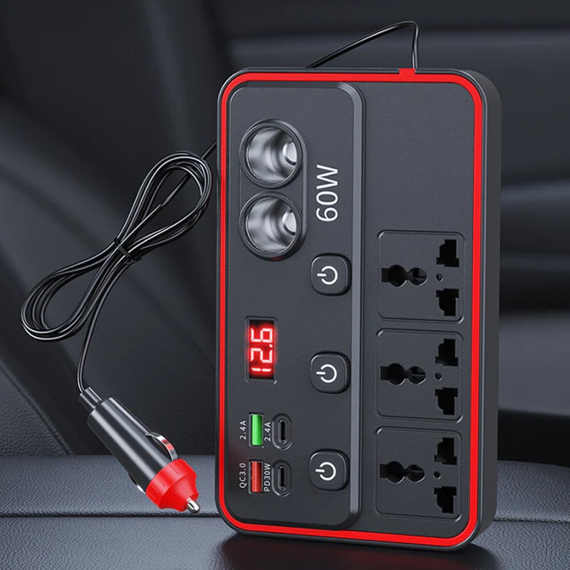 📢📢50% OFF !! Multifunctional Car Charger with AC Outlets & USB-VERSATILE CHARGING HUB