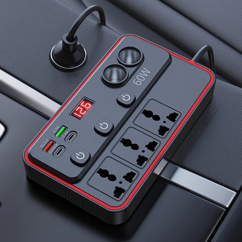 📢📢50% OFF !! Multifunctional Car Charger with AC Outlets & USB-VERSATILE CHARGING HUB